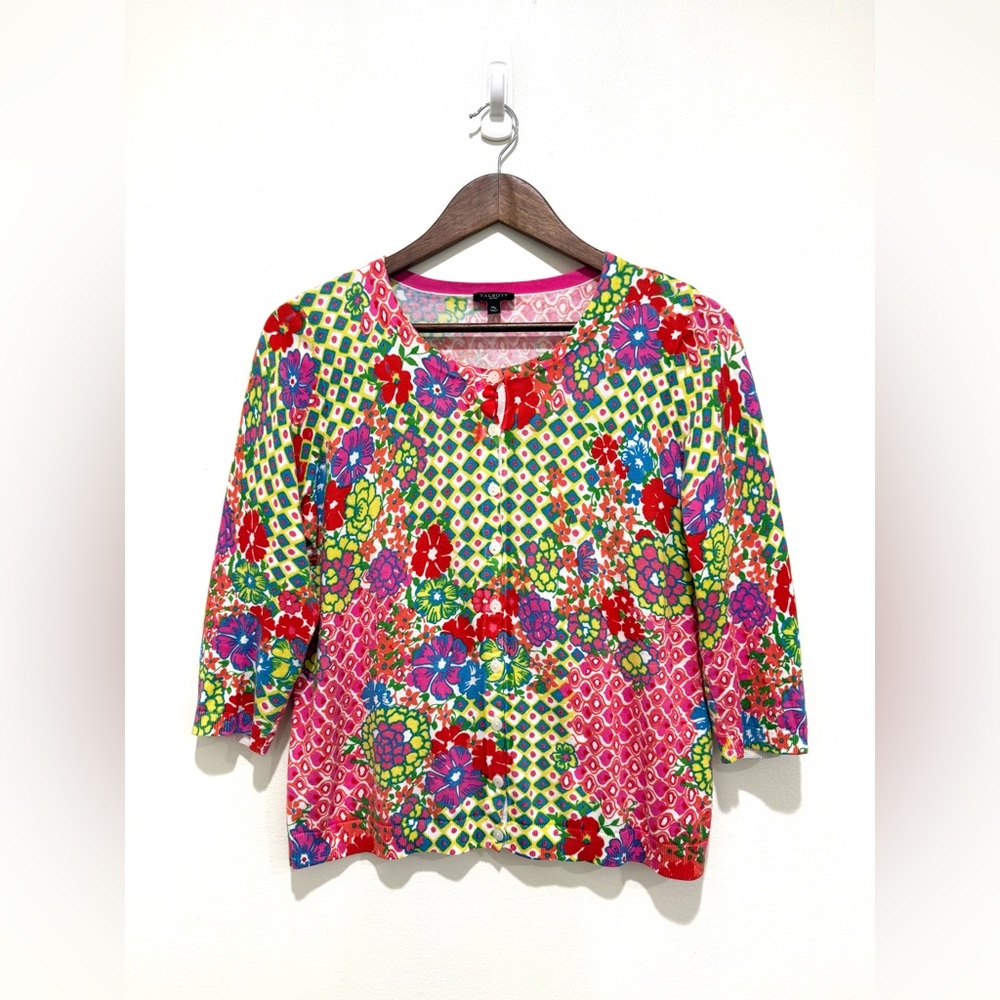 Talbots Multicolor Floral Patterned Button-Up Car… - image 1